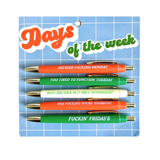 FUN CLUB - Days Of The Week Pen Set (funny gifts, pens, spring, stationery)