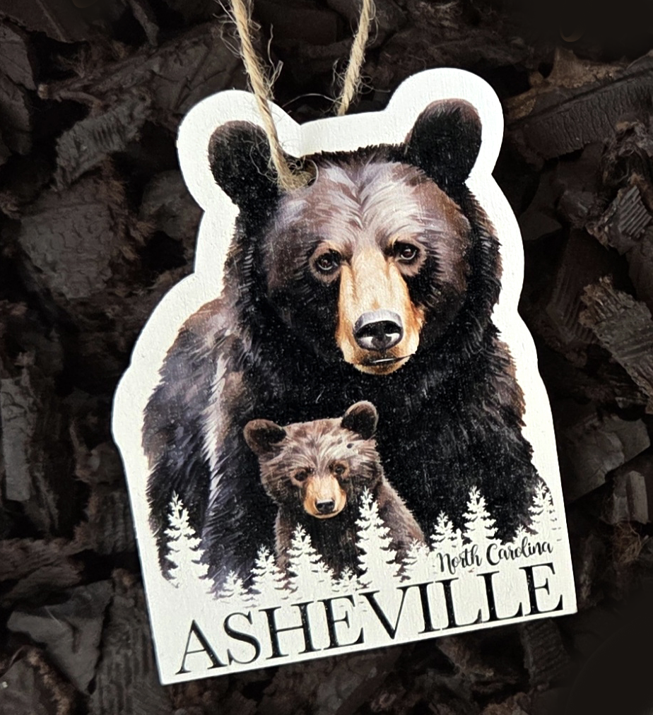 Mama & Cub WOOD MAP Ornament