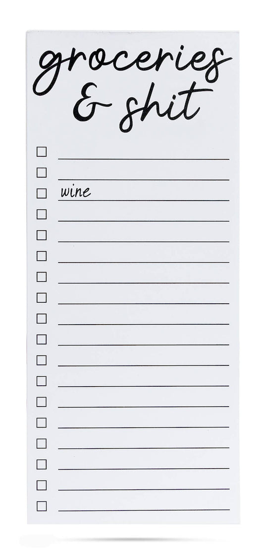 ellembee gift - Groceries & shit (wine) snarky printed list pad 50 sheets