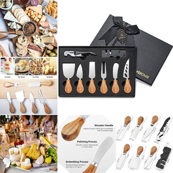 8PC Set Cheese Knives - Sharpener 