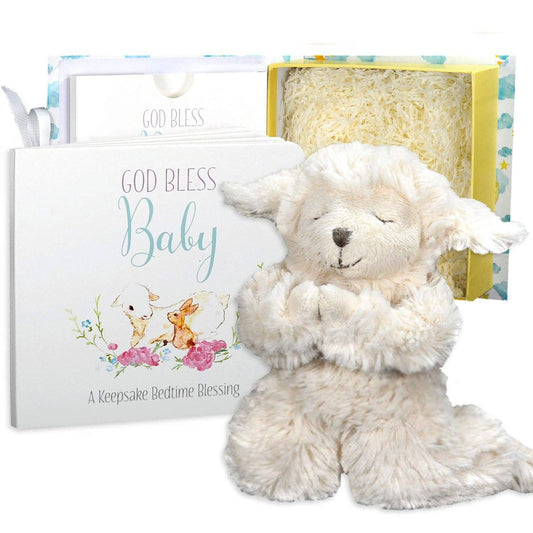 God Bless Baby Gift Set Praying Lamb and Book