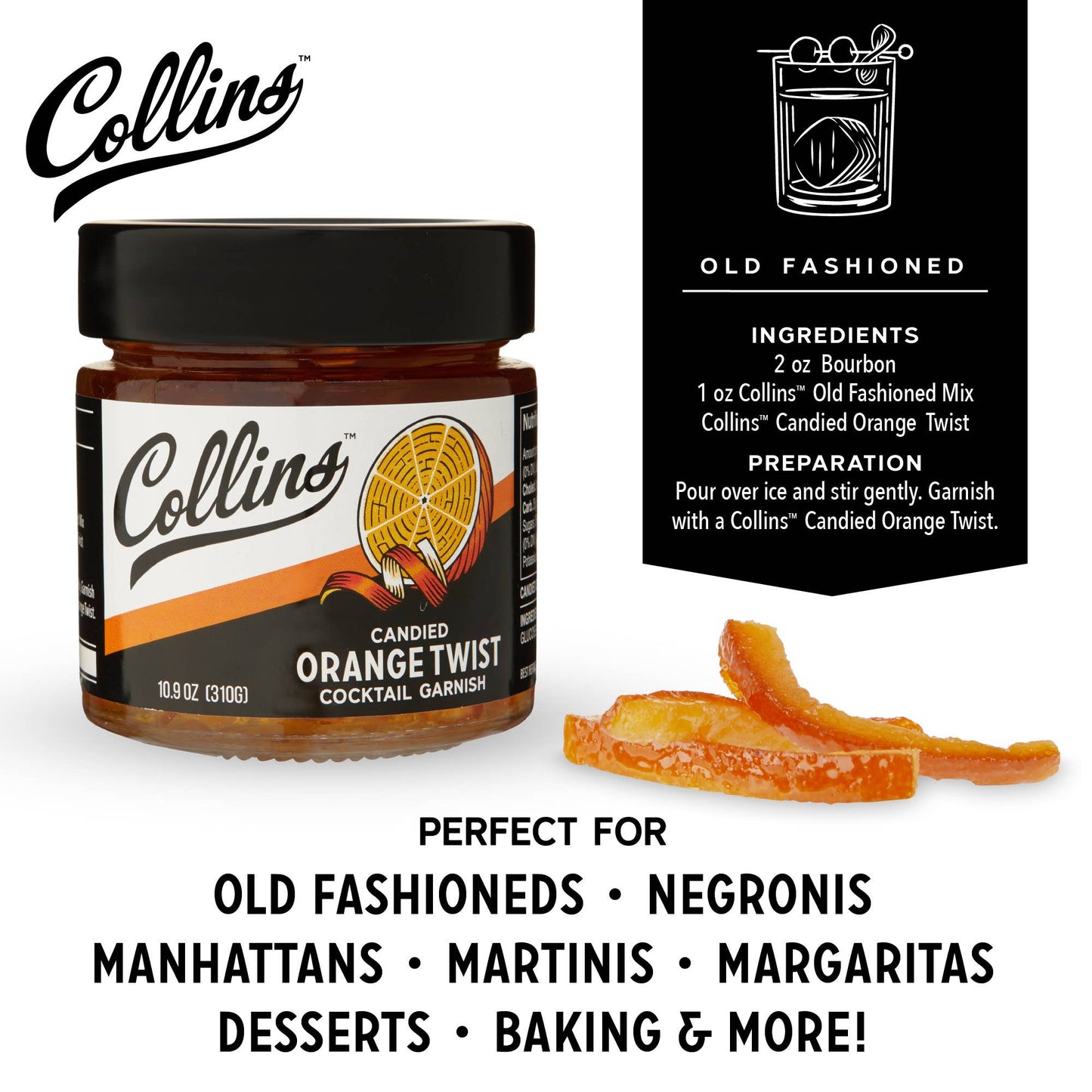 Candied Orange Peel Twist Cocktail Garnish