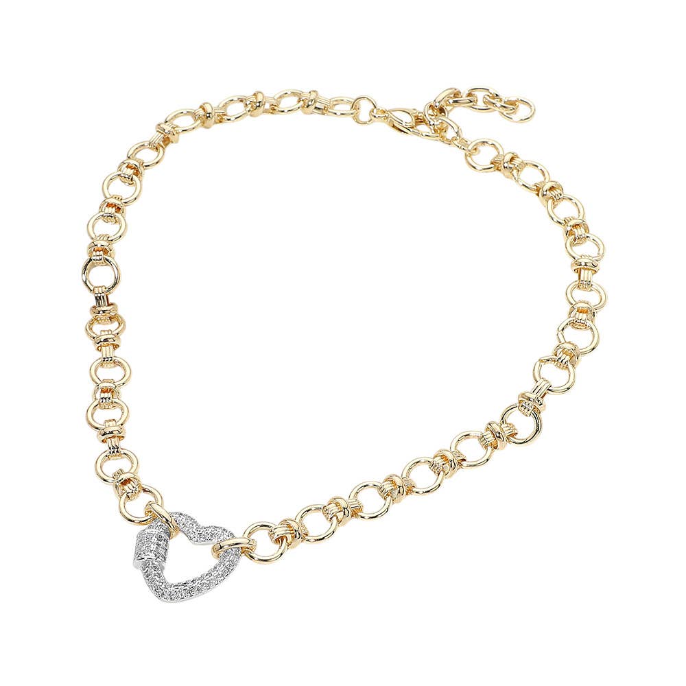 Heart Carabiner Accent Link Chain Necklace