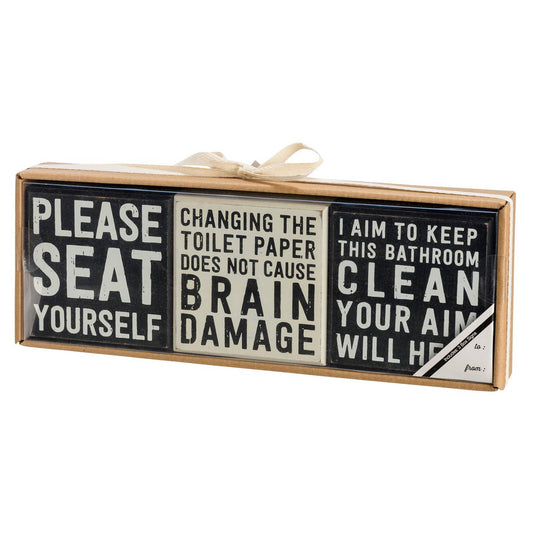 Primitives by Kathy - Bathroom Box Sign Set