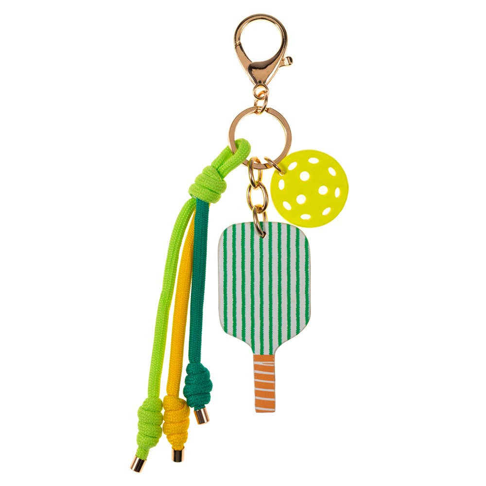 Pickleball Paddle Ball Charm Keychain