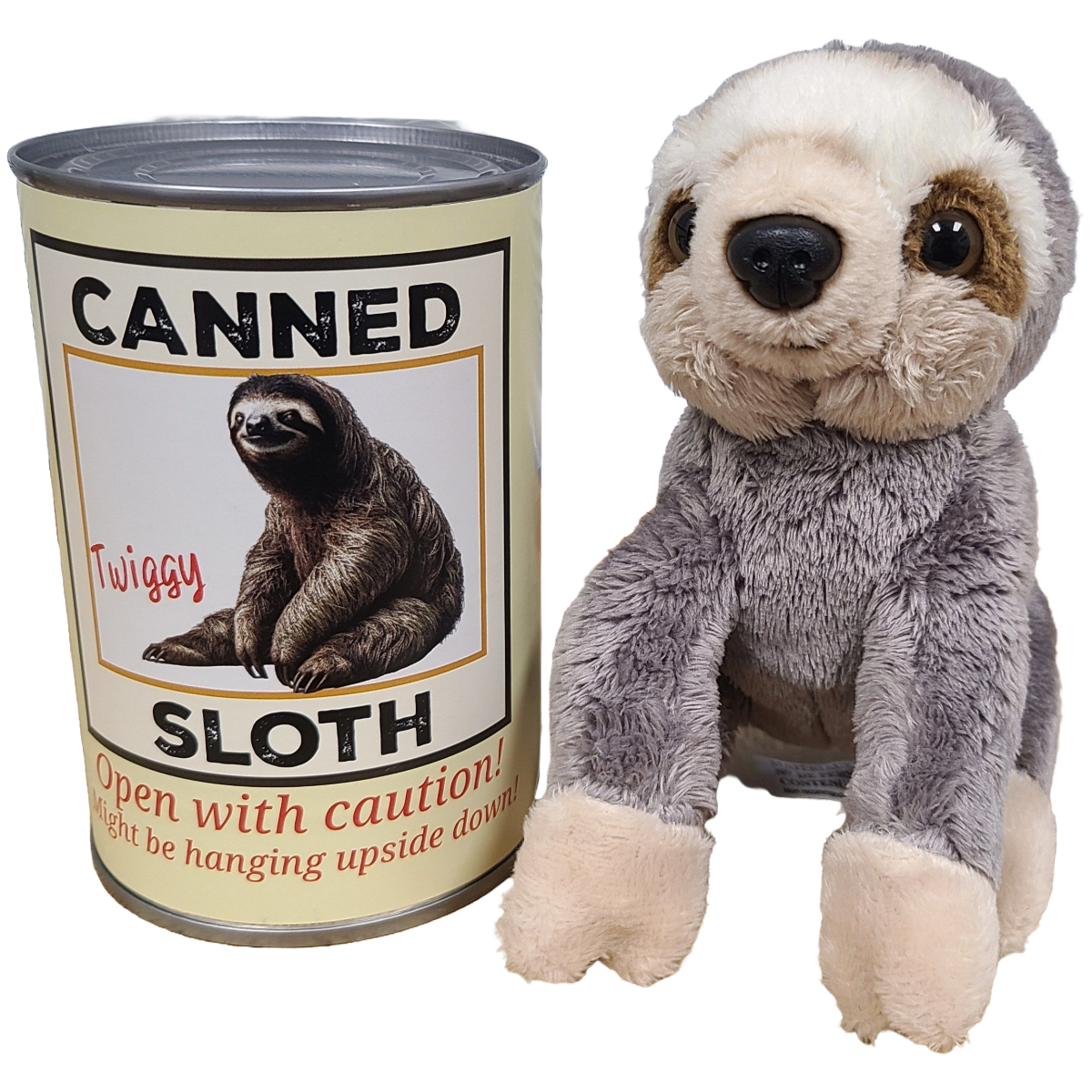 Twiggy the Canned Sloth Stuffed Animal w/Funny Jokes