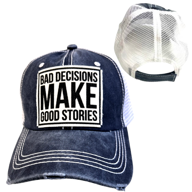 dkhandmade - BAD DECISIONS MAKE GOOD STORIES | UNISEX HAT | DISTRESSED