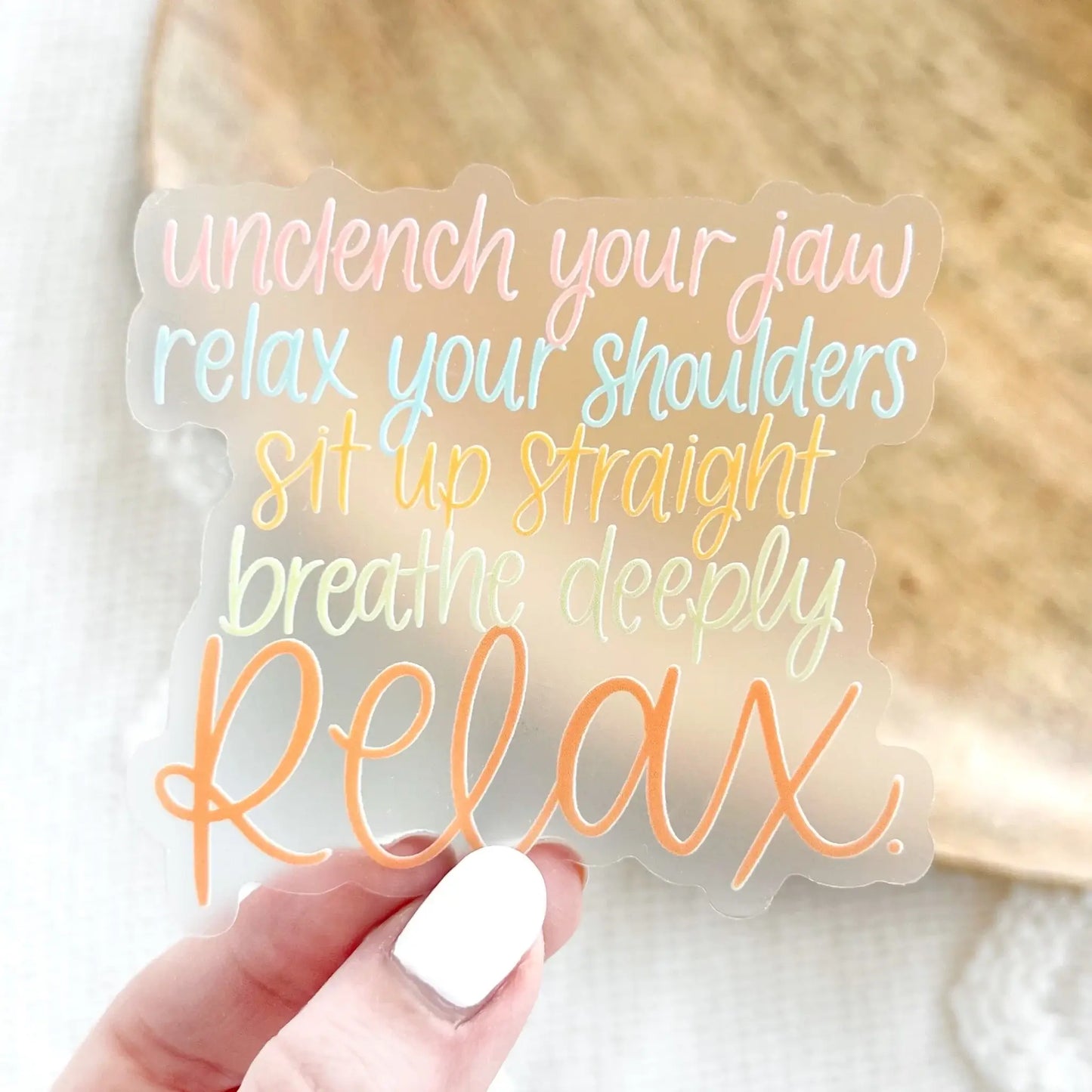 Elyse Breanne Design - Clear Relax Sticker, 3x3 in.