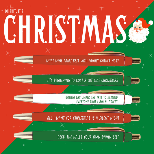 FUN CLUB - Christmas Pen Set (Holiday, pens, office, funny, unique, gifts, stationery)