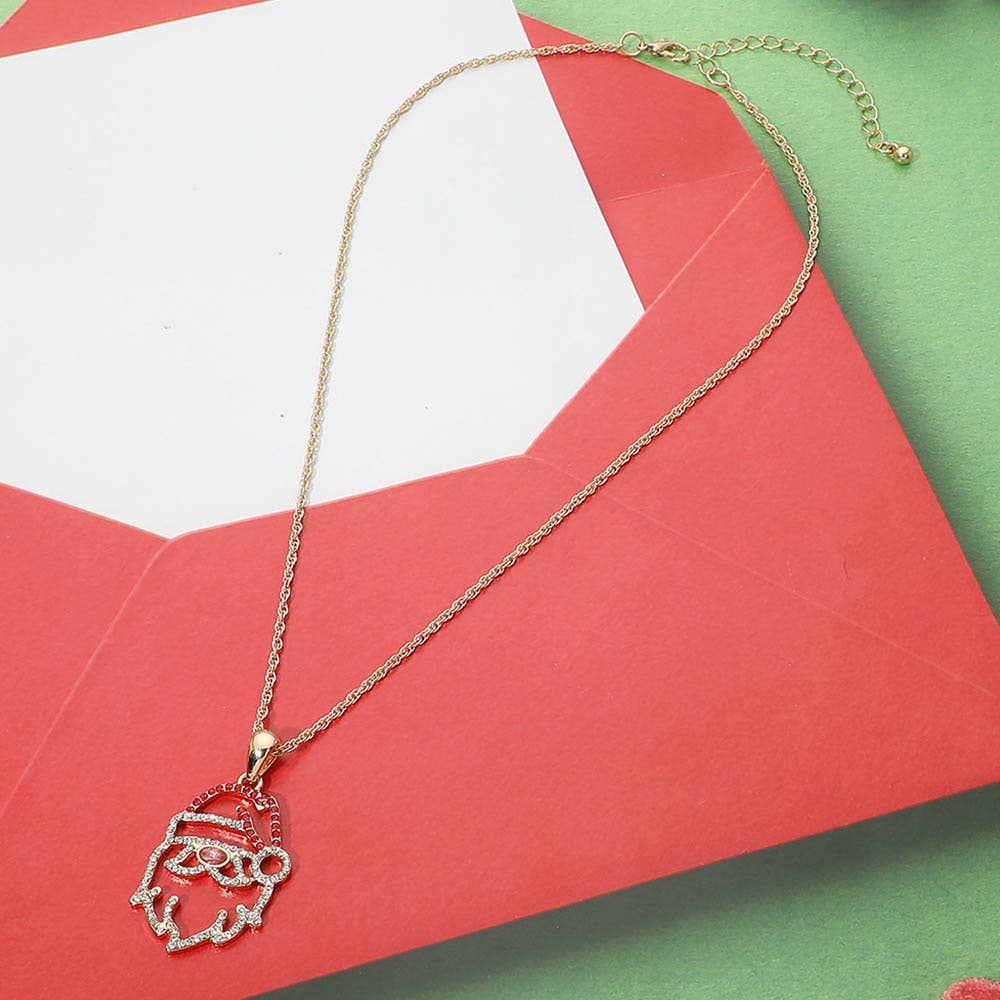 Sparkling Santa Face Necklace