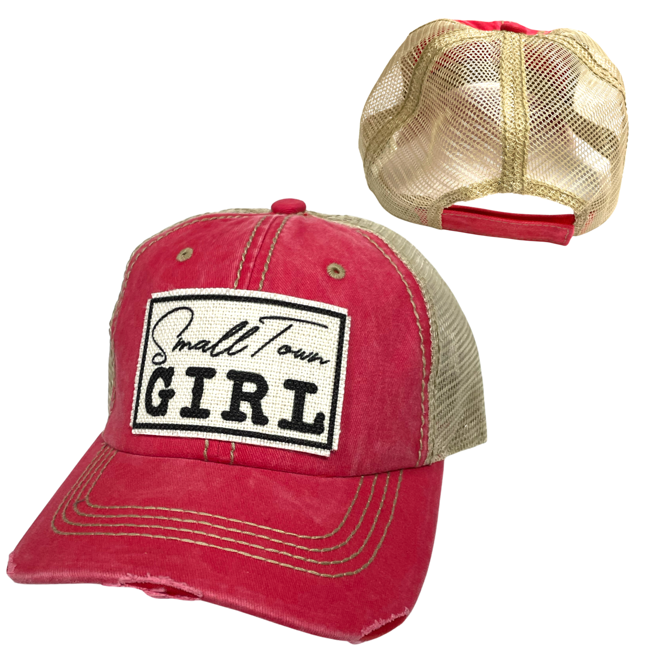 dkhandmade - SMALL TOWN GIRL BALL CAP | WOMAN'S HAT | DISTRESSED
