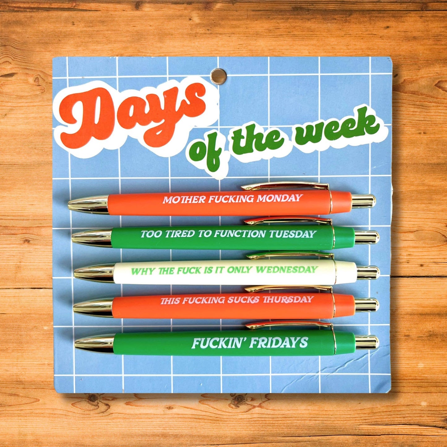 FUN CLUB - Days Of The Week Pen Set (funny gifts, pens, spring, stationery)