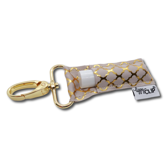 Gold Quatrefoil on Taupe