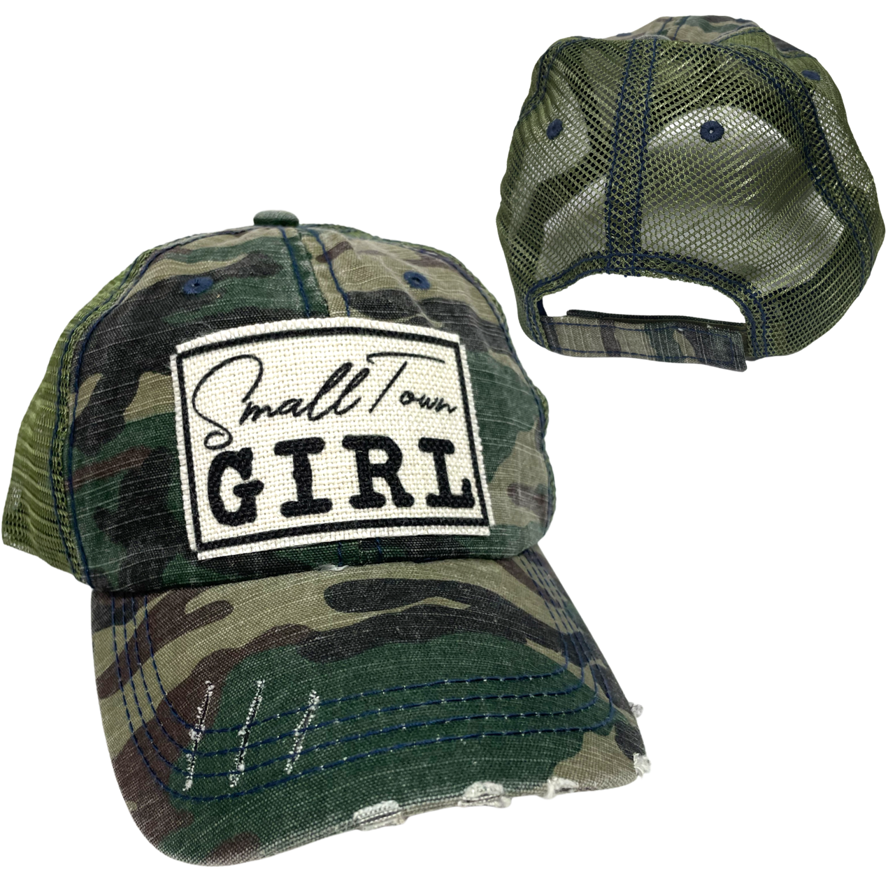 dkhandmade - SMALL TOWN GIRL BALL CAP | WOMAN'S HAT | DISTRESSED