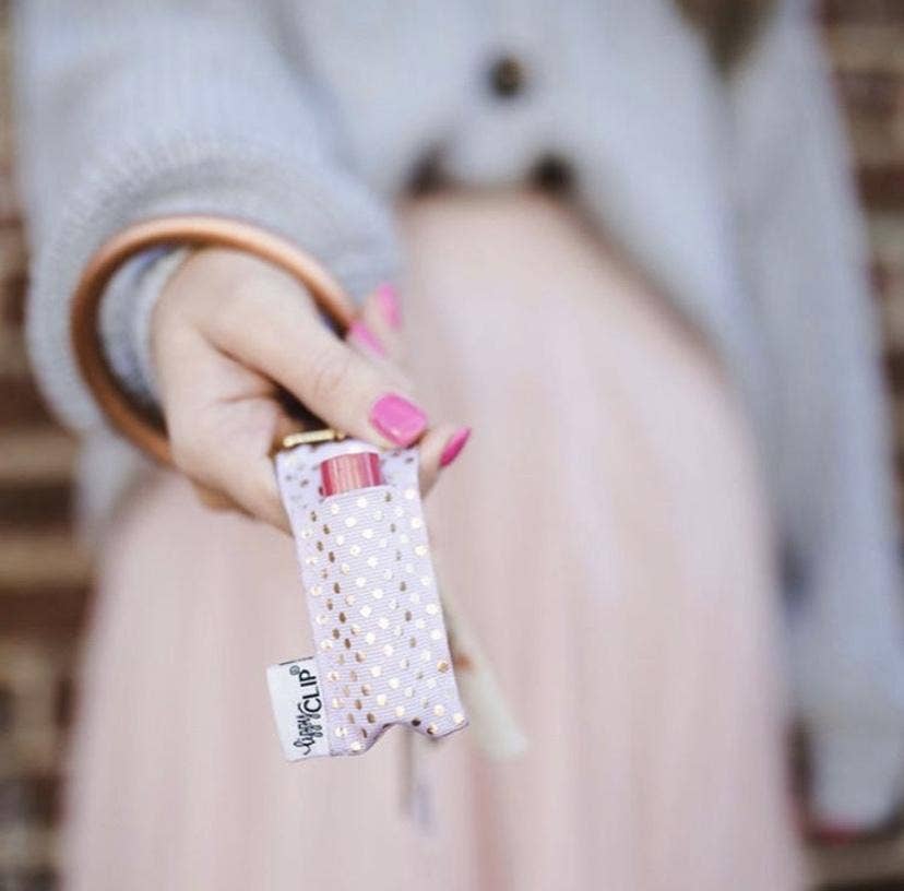 Gold Dots on Light Pink LippyClip