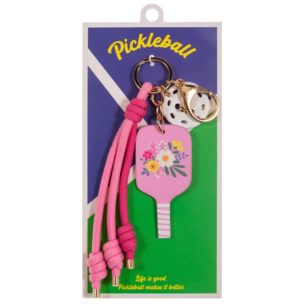 Pickleball Paddle Ball Charm Keychain