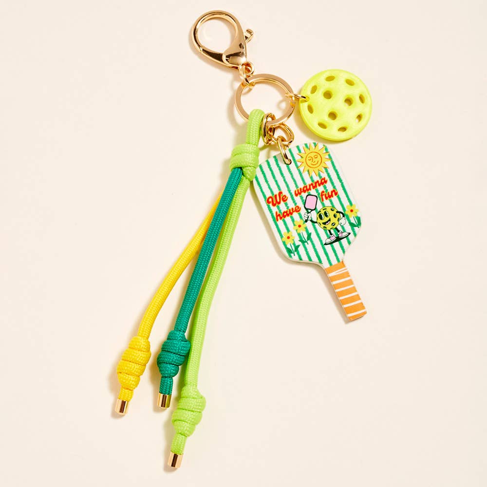 Pickleball Paddle Ball Charm Keychain