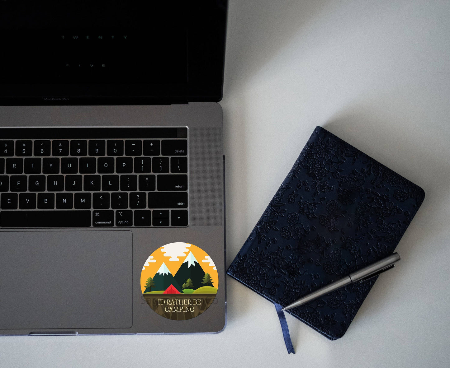 I'd Rather Be Camping - Funny Camping Sticker - Outdoors Weatherproof Vinyl Sticker for Laptop, Car, Cooler, Waterbottle, Hydroflask