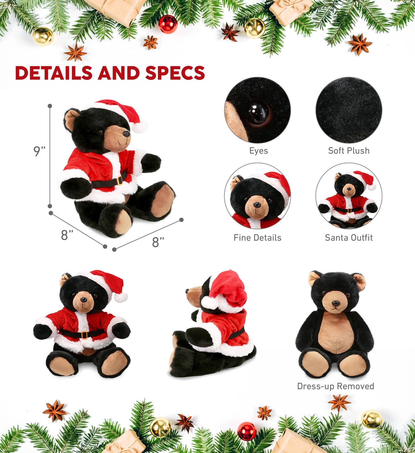 ]Santa -  - Black Bear 9"