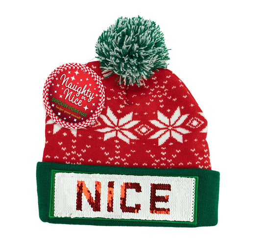 Holiday Naughty or Nice Sequin Hat