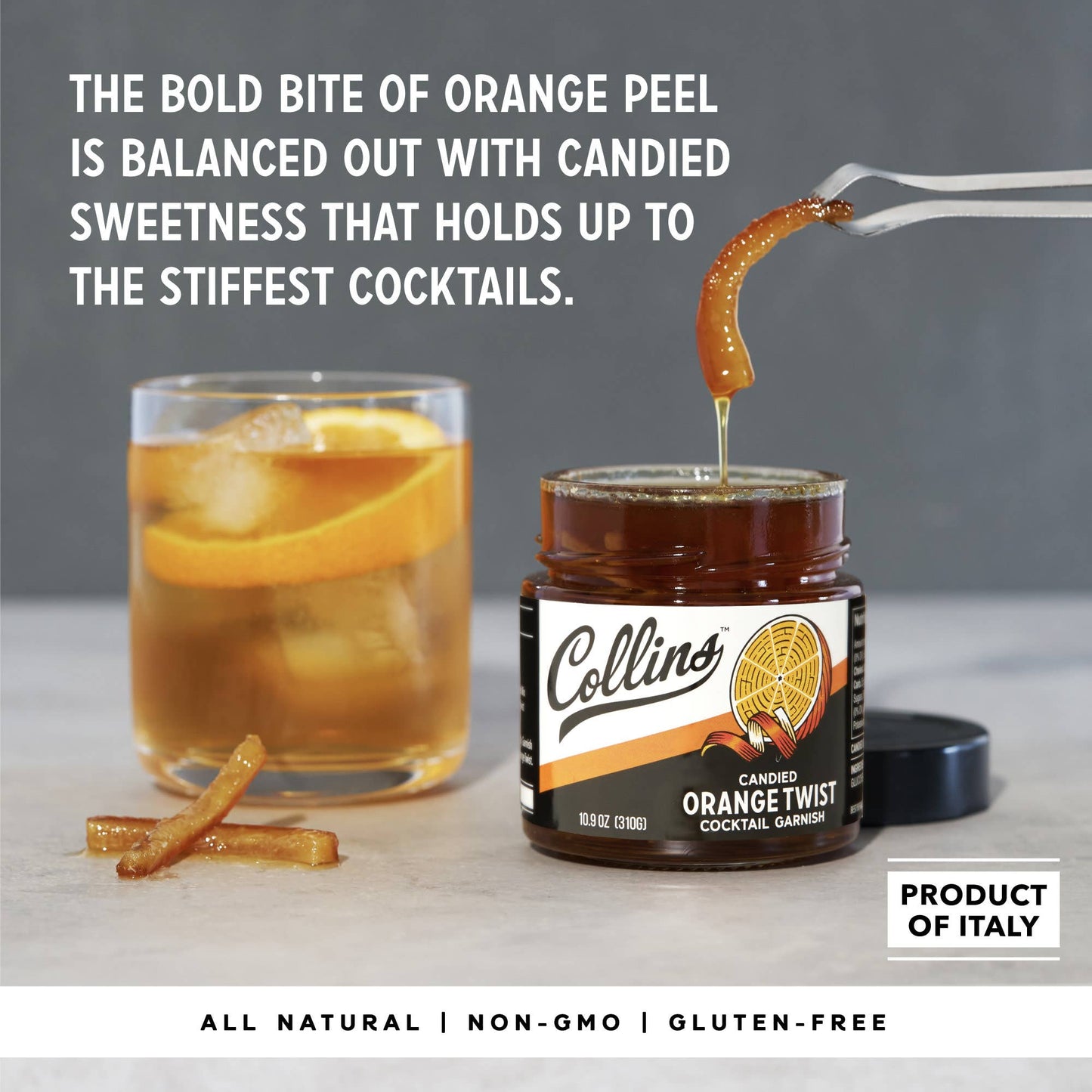 Candied Orange Peel Twist Cocktail Garnish