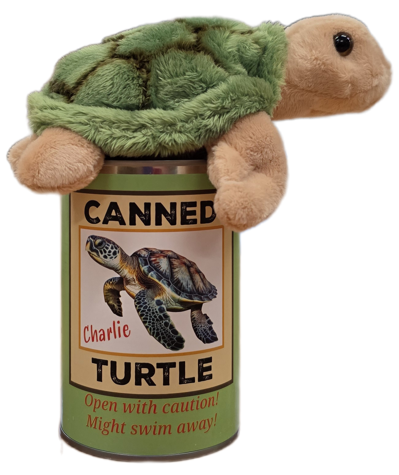 Canned Sea Turtle Stuffed Animal Plush w/Jokes