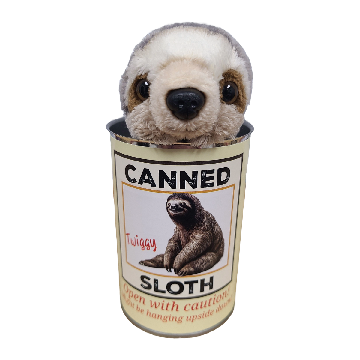 Twiggy the Canned Sloth Stuffed Animal w/Funny Jokes