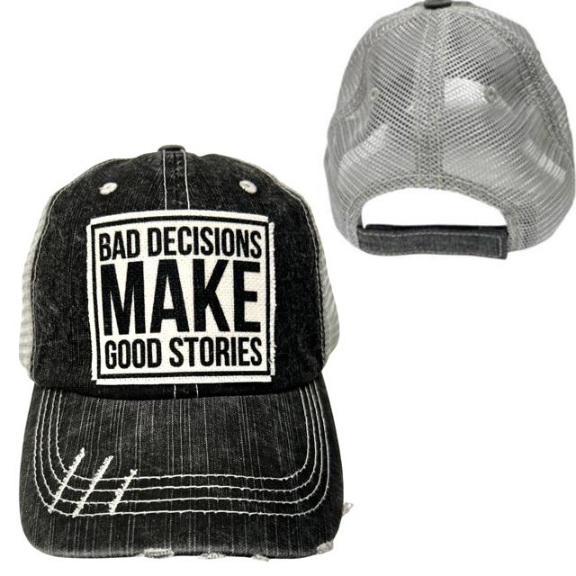 dkhandmade - BAD DECISIONS MAKE GOOD STORIES | UNISEX HAT | DISTRESSED