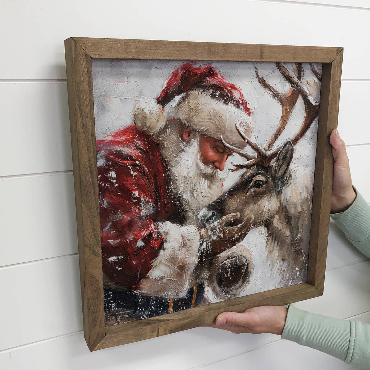 Santa Holding Reindeer -