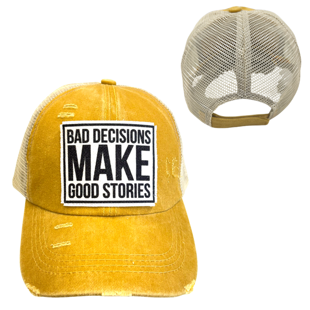 dkhandmade - BAD DECISIONS MAKE GOOD STORIES | UNISEX HAT | DISTRESSED