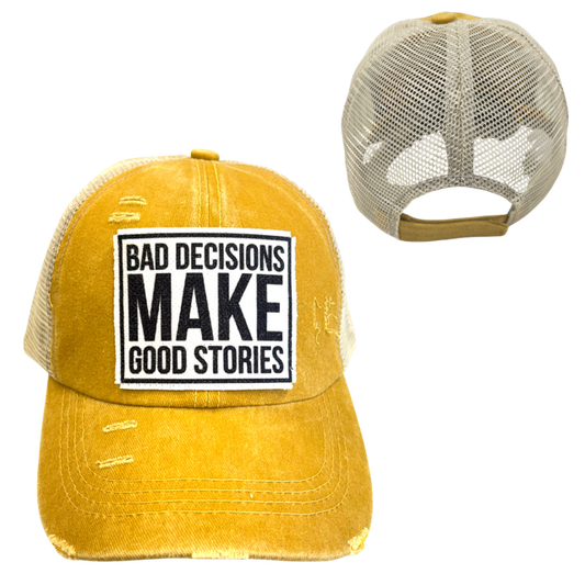 dkhandmade - BAD DECISIONS MAKE GOOD STORIES | UNISEX HAT | DISTRESSED