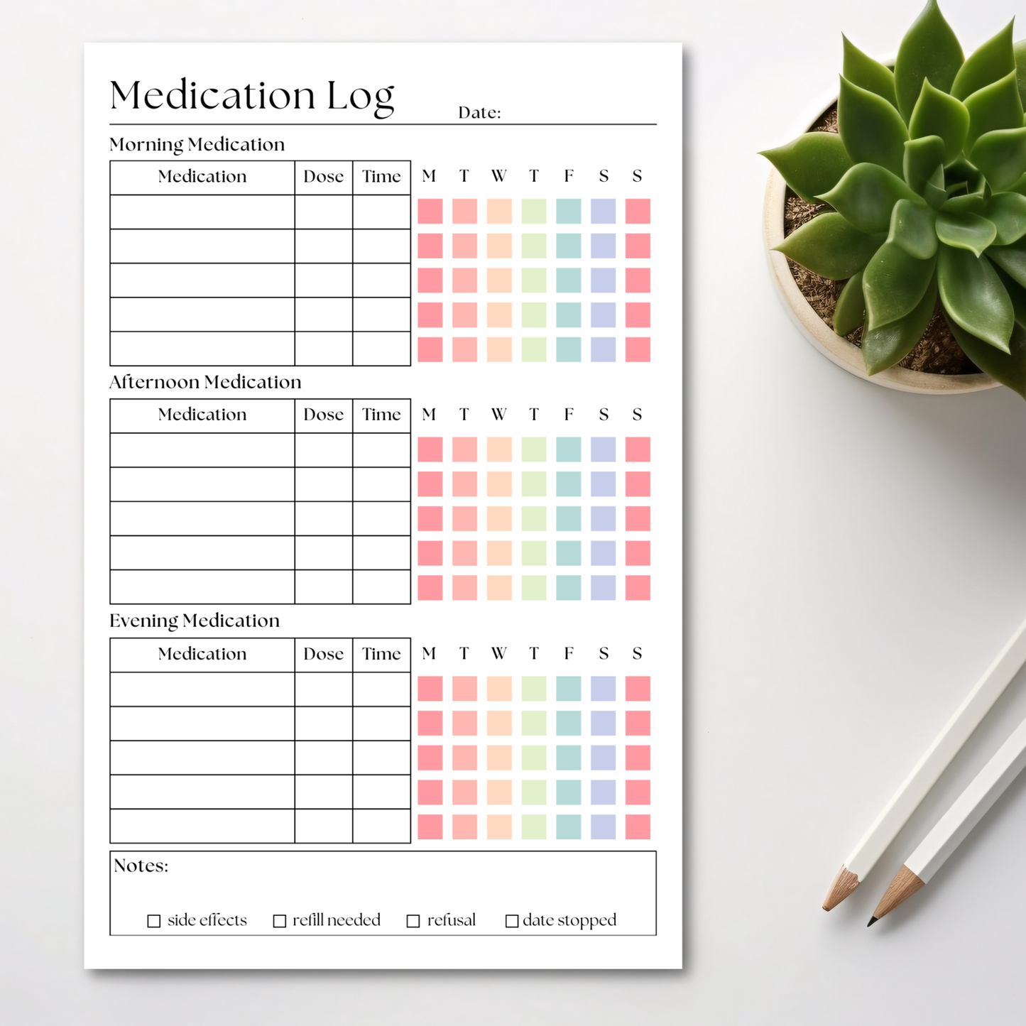 Medication and Vitamin Log
