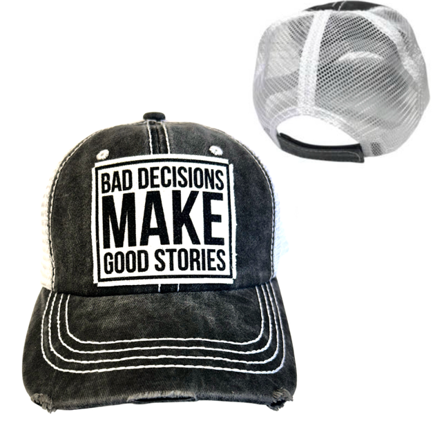 dkhandmade - BAD DECISIONS MAKE GOOD STORIES | UNISEX HAT | DISTRESSED