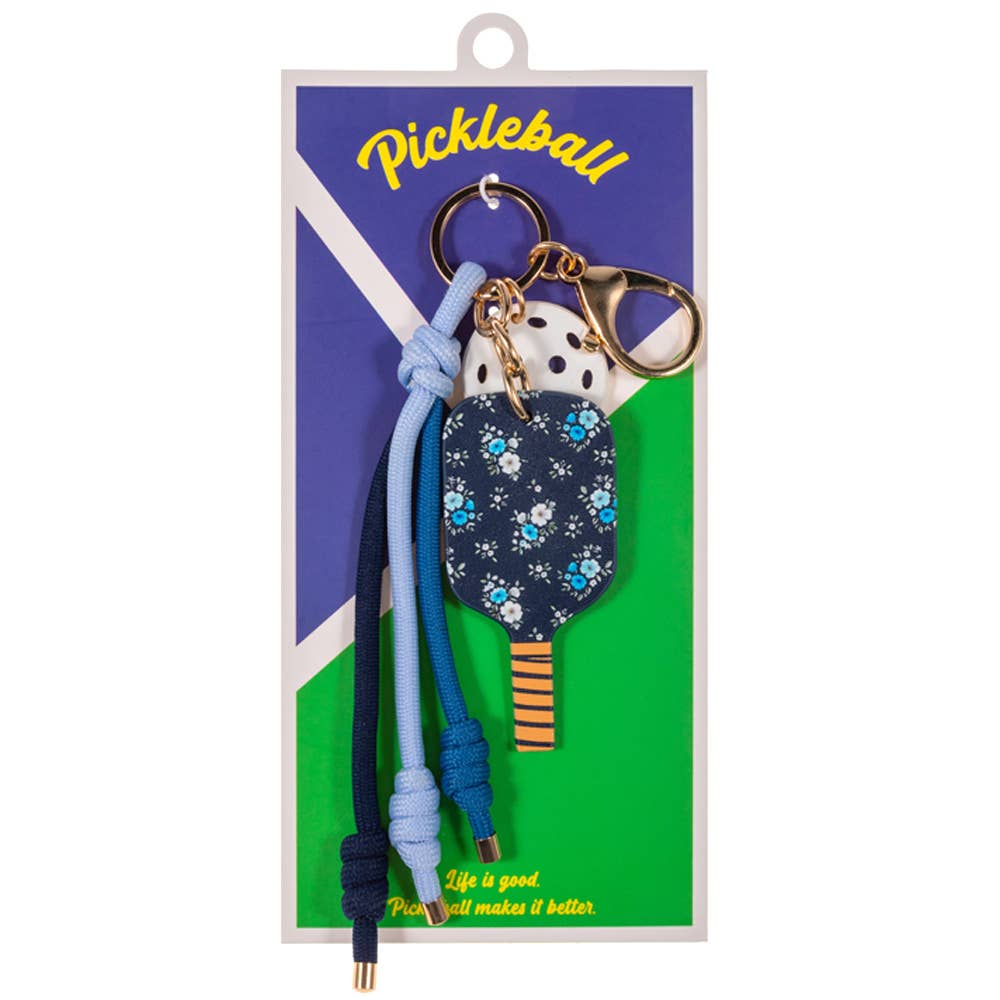 Pickleball Paddle Ball Charm Keychain