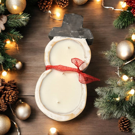 Christmas Snowman Dough Bowl Candle