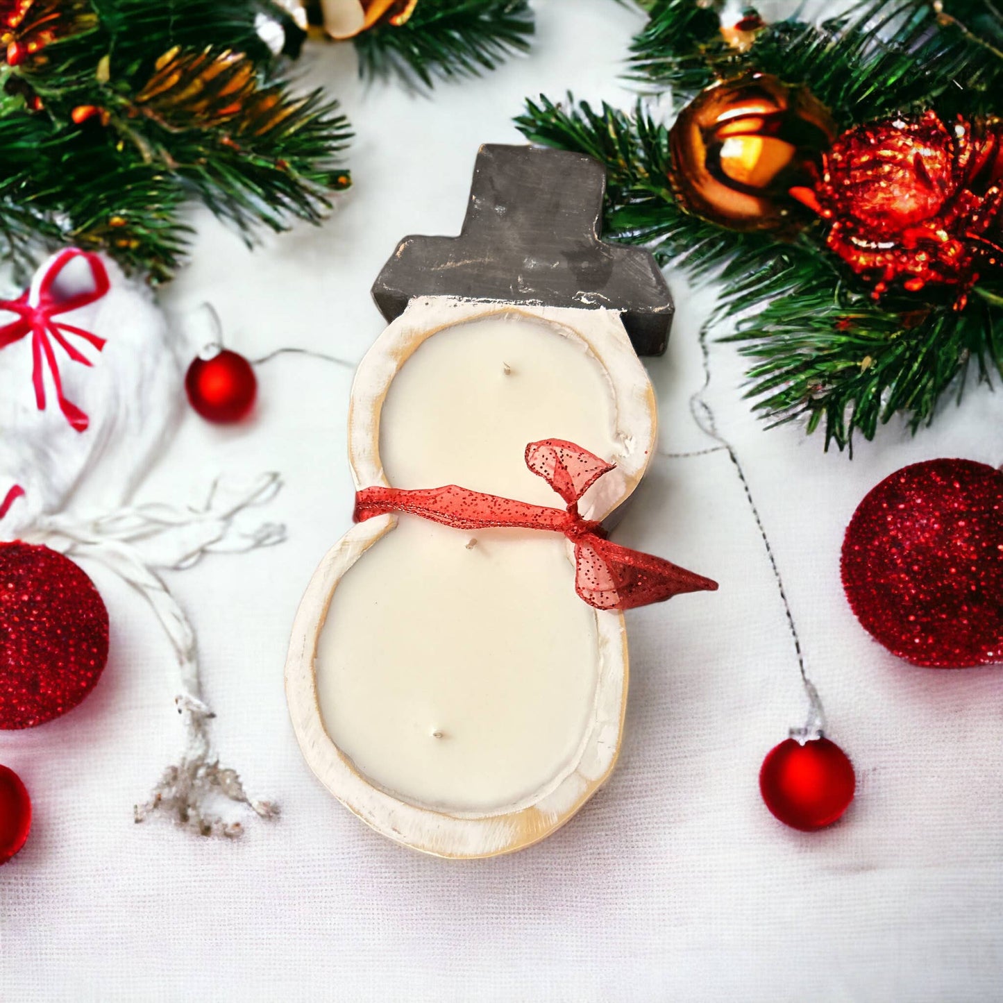 Christmas Snowman Dough Bowl Candle