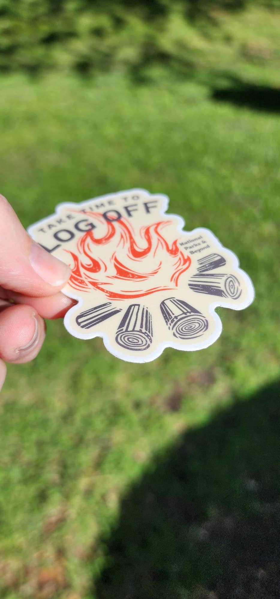 National Parks and Beyond - Take Time To Log Off Camping Sticker