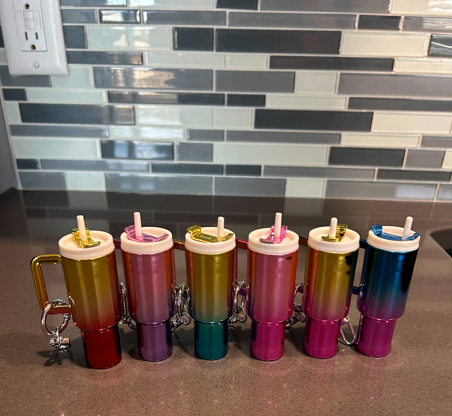 Chrome Ombre Plastic Tumbler Keychain