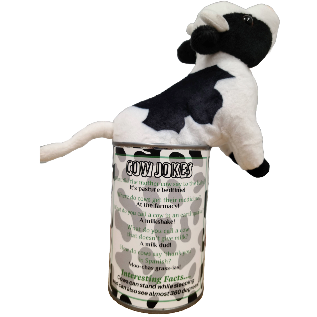 Canned Cow Farm Animal Plush w/Jokes