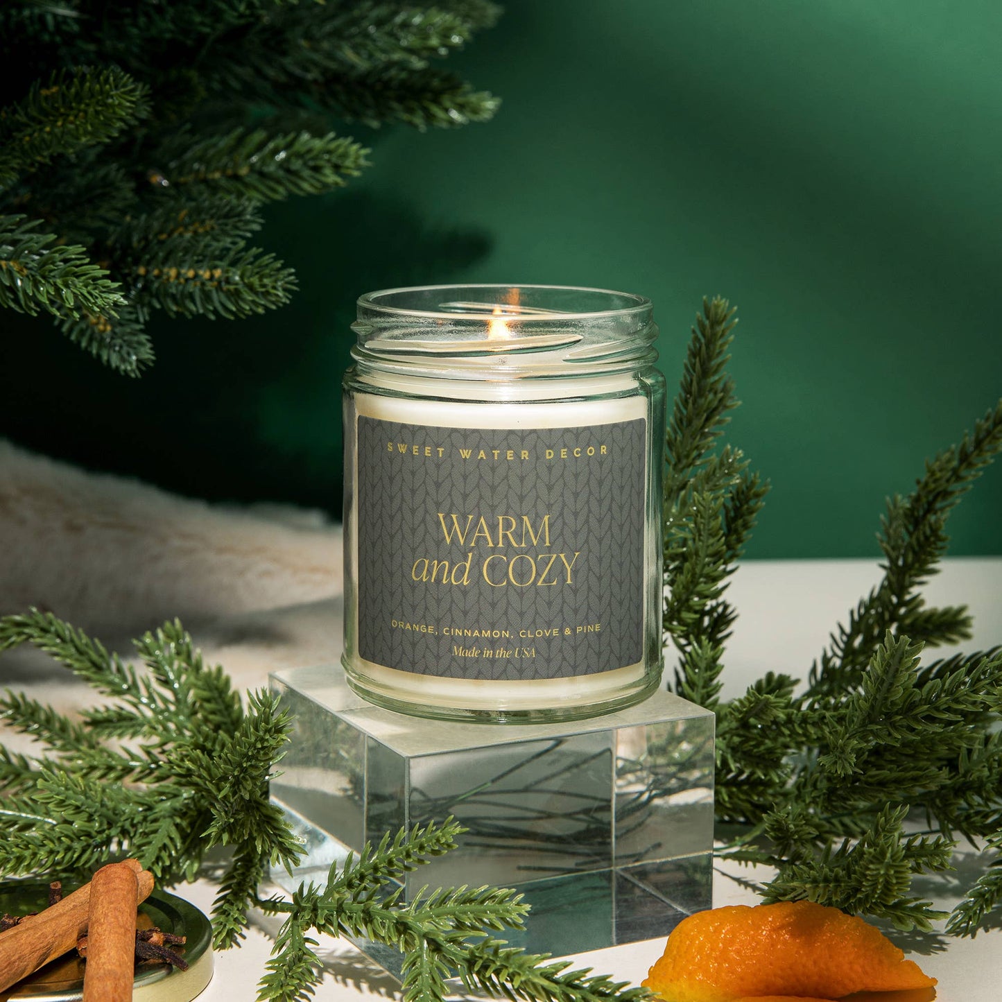 Warm and Cozy 9 oz Soy Candle (Gold Foil) - Fall Home Decor