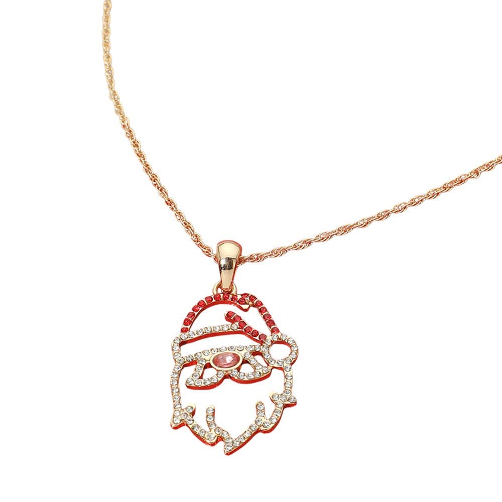 Sparkling Santa Face Necklace