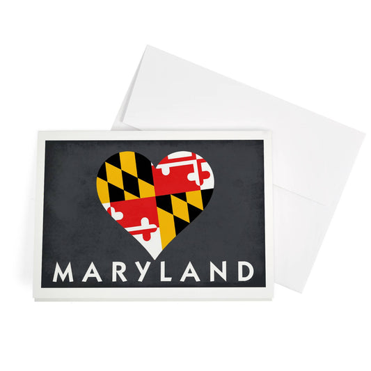 Lantern Press - GREETING CARD Maryland, Heart Flag