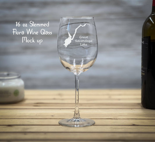 Deep Creek Lake 16 oz Flora Stemmed Wine Glass