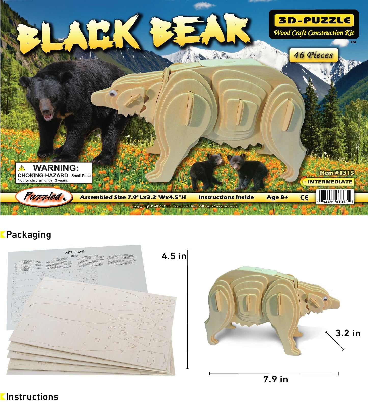 Lazy Bear DCL - 3D Puzzles - Black Bear