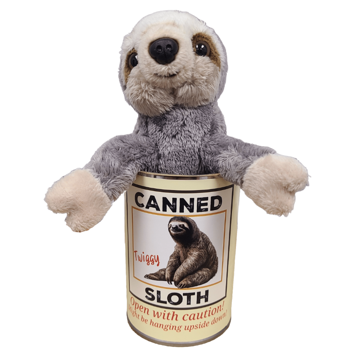 Twiggy the Canned Sloth Stuffed Animal w/Funny Jokes