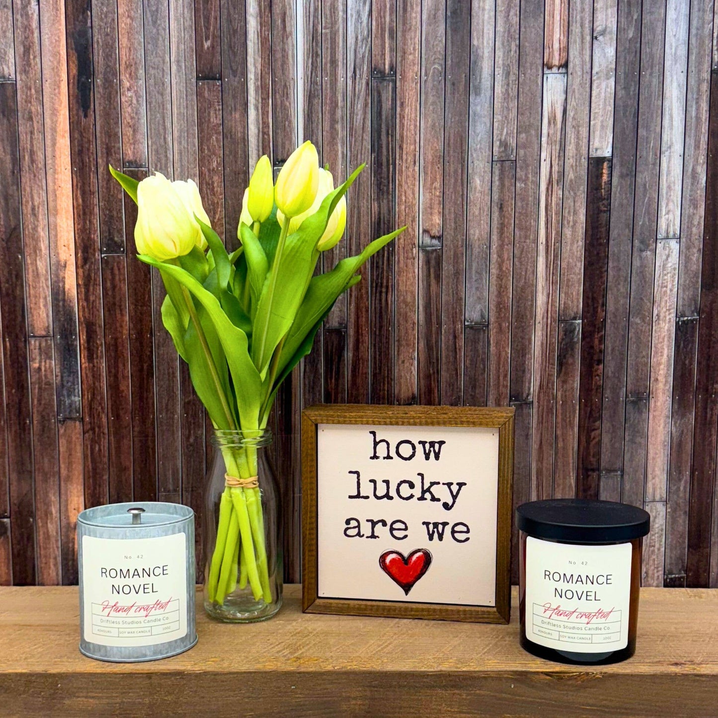 Romance Novel Valentine's Farmhouse Candles