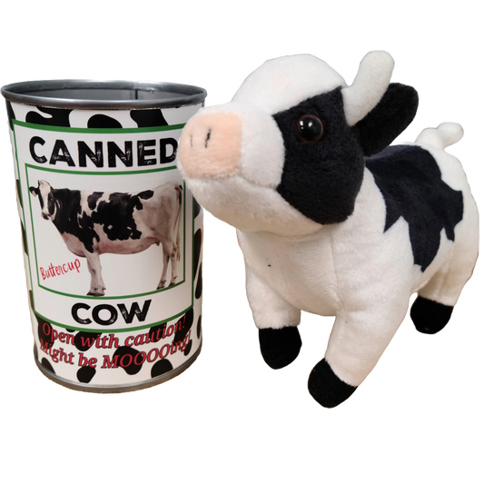 Canned Cow Farm Animal Plush w/Jokes