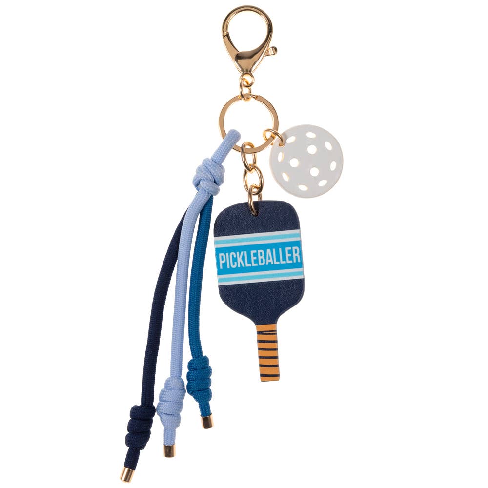 Pickleball Paddle Ball Charm Keychain
