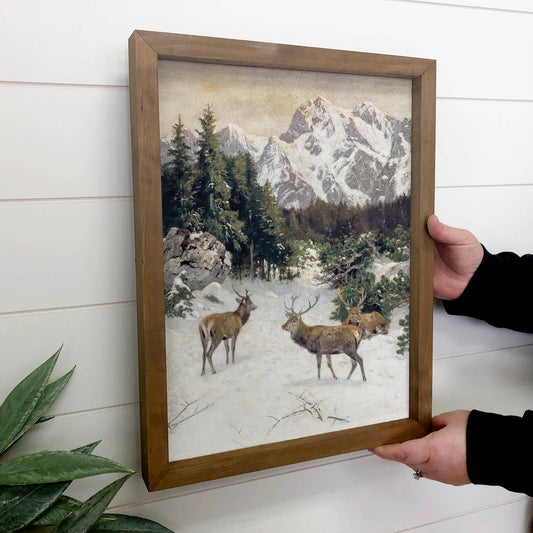Winter Deer Mountains