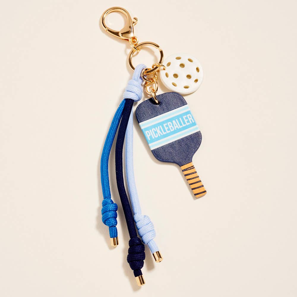 Pickleball Paddle Ball Charm Keychain